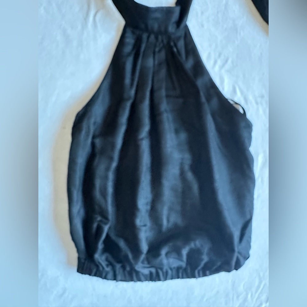 7 For All Mankind Black Silk Tie neck Halter Top xs - Picture 3 of 12